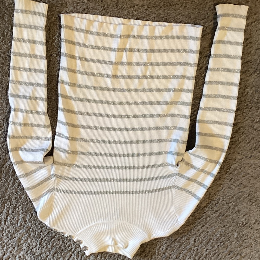Ralph Lauren White and Gray Striped Bodysuit